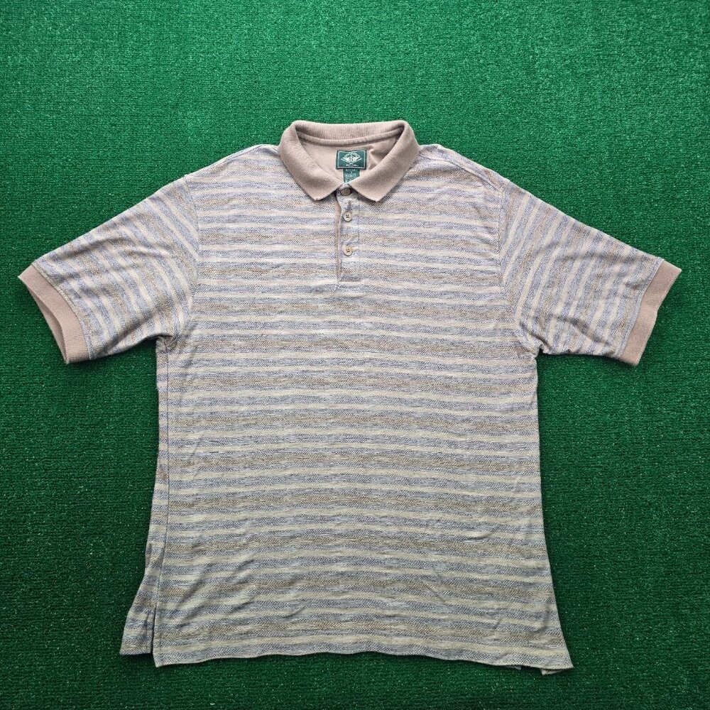 Dockers Golf Polo Shirt Mens Large Brown Vintage 90s Short Sleeve Preppy Casual